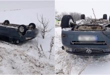 Photo of foto | Ghețușul și viteza i-au jucat festa. Un șofer s-a răsturnat într-o curbă din raionul Șoldănești
