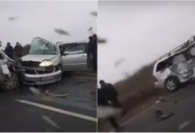 Photo of video | Accident teribil pe traseul Chișinău-Hâncești. Două mașini, făcute zob după ce s-au ciocnit violent