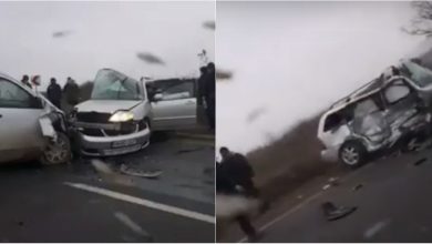 Photo of video | Accident teribil pe traseul Chișinău-Hâncești. Două mașini, făcute zob după ce s-au ciocnit violent