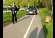 Photo of video | Legea este una și e pentru toți. Șoferul care a circulat cu mașina pe pista pentru alergat din parcul Valea Morilor, amendat