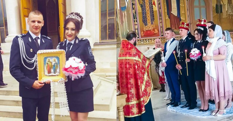 Photo of foto | La datorie chiar și în fața altarului. Doi polițiști de frontieră s-au căsătorit în uniforma de serviciu