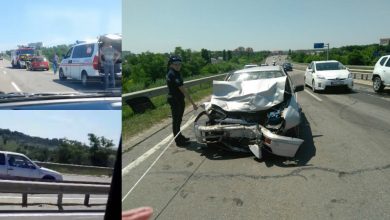 Photo of foto, video | Accident violent pe șoseaua Chișinău-Hâncești. Trei automobile s-au ciocnit între ele după ce un șofer a ieșit pe contrasens