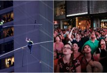 Photo of video | Record istoric la New York: Doi frați, urmăriți de mii de oameni cum merg pe un cablu, la înălțimea unei clădiri de 25 de etaje