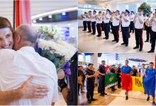 Photo of foto, video | Muzică de fanfară și îmbrățișări calde la Aeroport. Judocanul Dorin Goțonoagă, întâmpinat de colegii de la Poliția de Frontieră