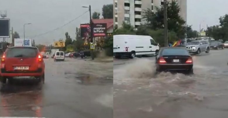 Photo of video | Atenție, șoferi! Străzile din capitală pe care se circulă dificil din cauza acumulărilor mari de apă