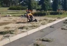 Photo of video | Înrolați să apere Patria sau să smulgă iarba? Mai mulți ostași, puși să curețe teritoriul din preajma complexului „Eternitate”