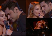 Photo of video | Priviri cochete, atingeri discrete și un pupic pe creștet. Dan Balan și Tina Karol au surprins publicul la M1 Music Awards