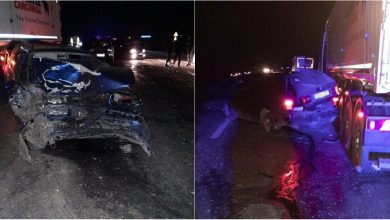 Photo of foto | Accident teribil la Edineț. Două persoane au ajuns la spital după ce un automobil a tamponat un tractor și a ajuns sub remorca unui TIR