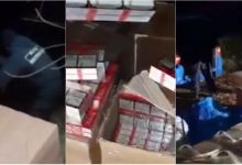 Photo of video | Două telefoane mobile, o pereche de încălțăminte și… 15.000 de pachete de țigări ar fi urmat să fie scoase din țară în mod clandestin