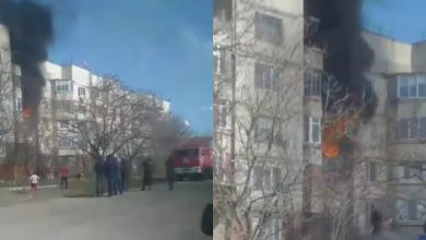 Photo of video | Incendiu într-un bloc din Ceadîr-Lunga. O femeie și un copil au fost transportați la spital, iar locuitorii – evacuați