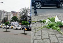 Photo of video | Claxoane și flori. Omagiu adus de către colegii taximetristului decedat în accidentul din această noapte