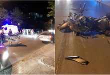 Photo of video | Grav accident pe o stradă din Chișinău. Doi motocicliști și un pasager – transportați la spital