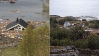 Photo of video | Imagini înspăimântătoare în Norvegia. Mai multe case au ajuns în apă după o alunecare de teren