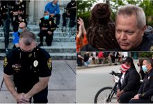 Photo of video | Momente emoționante. Mai mulți polițiști din SUA au îngenuncheat alături de protestatari, după moartea lui George Floyd