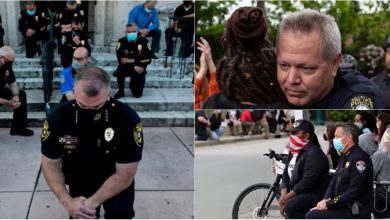 Photo of video | Momente emoționante. Mai mulți polițiști din SUA au îngenuncheat alături de protestatari, după moartea lui George Floyd