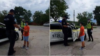 Photo of video | „Amendat” cu urări! Un echipaj de polițiști a felicitat un copil omagiat, care se afla într-o mașină stopată