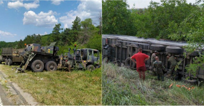 Photo of foto | Militarii Armatei Naționale au scos în teren două mașini din dotare pentru a ajuta șoferul unui camion care s-a răsturnat