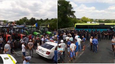 Photo of video | Traseul Chișinău-Hâncești – blocat. Agricultorii protestează cu tractoare, iar polițiștii le-au restricționat accesul