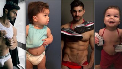 Photo of foto | Îi calcă pe urme! Imagini adorabile cu un băiețel de 3 ani care repetă fotografiile unchiului său model