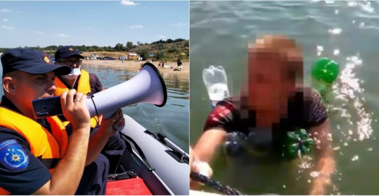 Photo of video | Momentul în care un bărbat este salvat de la înec de salvatori. „S-a aventurat să treacă în înot bazinul Stânca-Costești”
