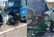 Photo of Accident violent la Sîngerei. Două persoane au fost transportate de urgență la spital după ce un camion și o Skoda s-au tamponat