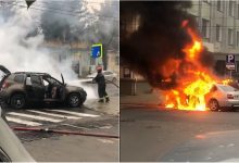 Photo of update, video | Incendiu puternic în centrul capitalei: Două automobile au fost cuprinse de flăcări în urma unui accident