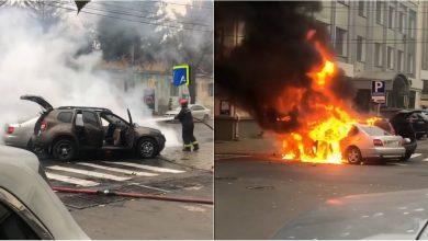 Photo of update, video | Incendiu puternic în centrul capitalei: Două automobile au fost cuprinse de flăcări în urma unui accident