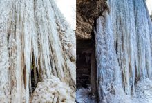 Photo of foto, video | Natura își demonstrează măreția! Din cauza gerului, cascada de la Țîpova a devenit „tărâm al gheții”