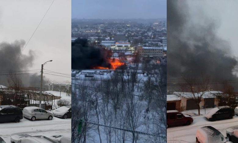 Photo of video | Incendiu puternic la Ciocana! Opt autospeciale au intervenit, iar traficul este sistat pe str. Podul Înalt
