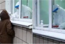 Photo of video | Probele pentru COVID-19, prelevate peste geam la Cricova. Momentul în care unei paciente i se face testul