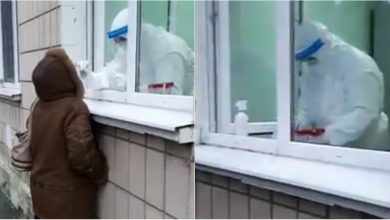 Photo of video | Probele pentru COVID-19, prelevate peste geam la Cricova. Momentul în care unei paciente i se face testul