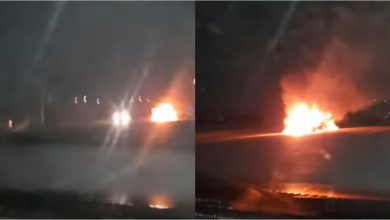 Photo of video | Un automobil, cuprins de flăcări pe carosabil. S-a întâmplat sâmbătă dimineață, la intrarea în Chișinău
