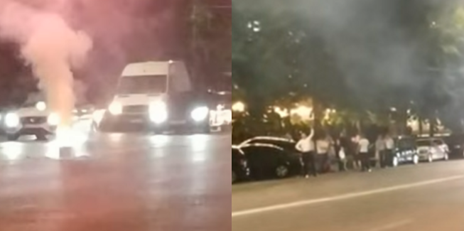 Photo of video | Focuri de artificii noaptea, în mijlocul bulevardului. Poliția ar fi refuzat să intervină: „Oamenii legii preferă a se face că nu văd”