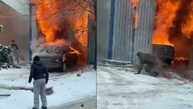 Photo of video | Momentul în care o mașină în flăcări este scoasă dintr-un garaj la Căușeni