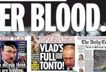 Photo of foto | „Sângerosul Vlad”, „Sângele ei, mâinile lui”. Ce au titrat principalele ziare din SUA și Marea Britanie despre războiul din Ucraina