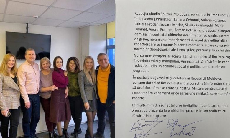 Photo of doc | Redacția Radio Sputnik Moldova și-a dat demisia: „Nu dorim să fim implicați în dezinformări și manipulări”