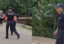 Photo of video | Momentul în care un polițist stropește cu gaze lacrimogene doi bărbați în scuarul Gării Feroviare. Reacția IGP