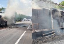 Photo of foto | Un camion care transporta 21 de tone de tutun a luat flăcări la Edineț