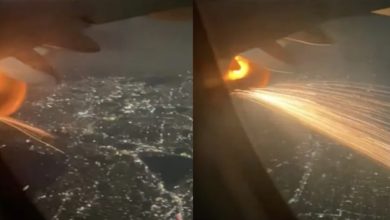 Photo of video | Momentul în care motorul unui avion ia foc în timp ce flăcările se extind din aeronavă