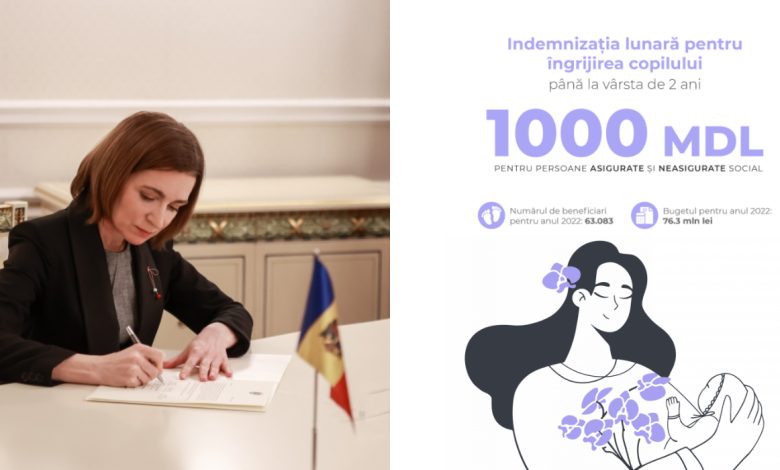 Photo of 1000 de lei pentru toți copiii până la vârsta de 2 ani. Legea, promulgată de președinta Maia Sandu