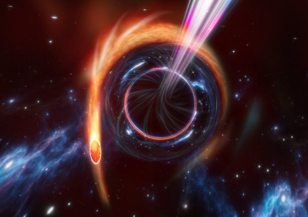 Photo of O gaură neagră foarte îndepărtată, surprinsă în timp ce devorează o stea