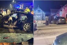 Photo of video | Ca prin urechea acului. Cum au scăpat cu viață patru tineri după ce au ajuns cu BMW-ul pe acoperișul unei case din România