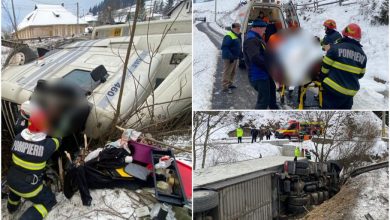 Photo of video | Un camion înmatriculat în R. Moldova a ajuns în albia unui pârău din România. Detalii de la Ministerul de Externe