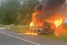 Photo of video | O mașină de serviciu a Poliției de Frontieră a ars în nordul țării