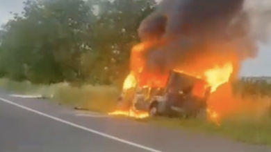 Photo of video | O mașină de serviciu a Poliției de Frontieră a ars în nordul țării