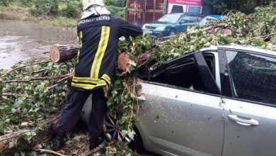 Photo of foto | Furtună violentă: Un bărbat a ajuns la spital, iar o femeie a fost scoasă de salvatori din mașina peste care a căzut un arbore