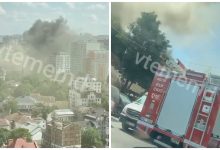 Photo of video | Incendiu într-un local din Chișinău: focul a cuprins canalul de ventilare și acoperișul