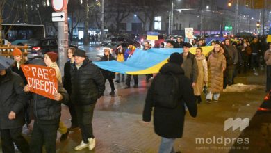 Photo of video | Un marș de solidaritate cu Ucraina s-a desfășurat în centrul Chișinăului