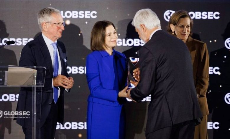 Photo of Maia Sandu, premiată la Forumul GLOBSEC pentru apărarea democrației și parcursului european al R. Moldova
