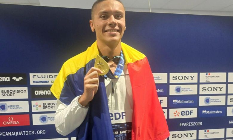 Photo of video | David Popovici a câștigat pentru a treia oară consecutiv aurul european la 100 m liber, cu un nou record